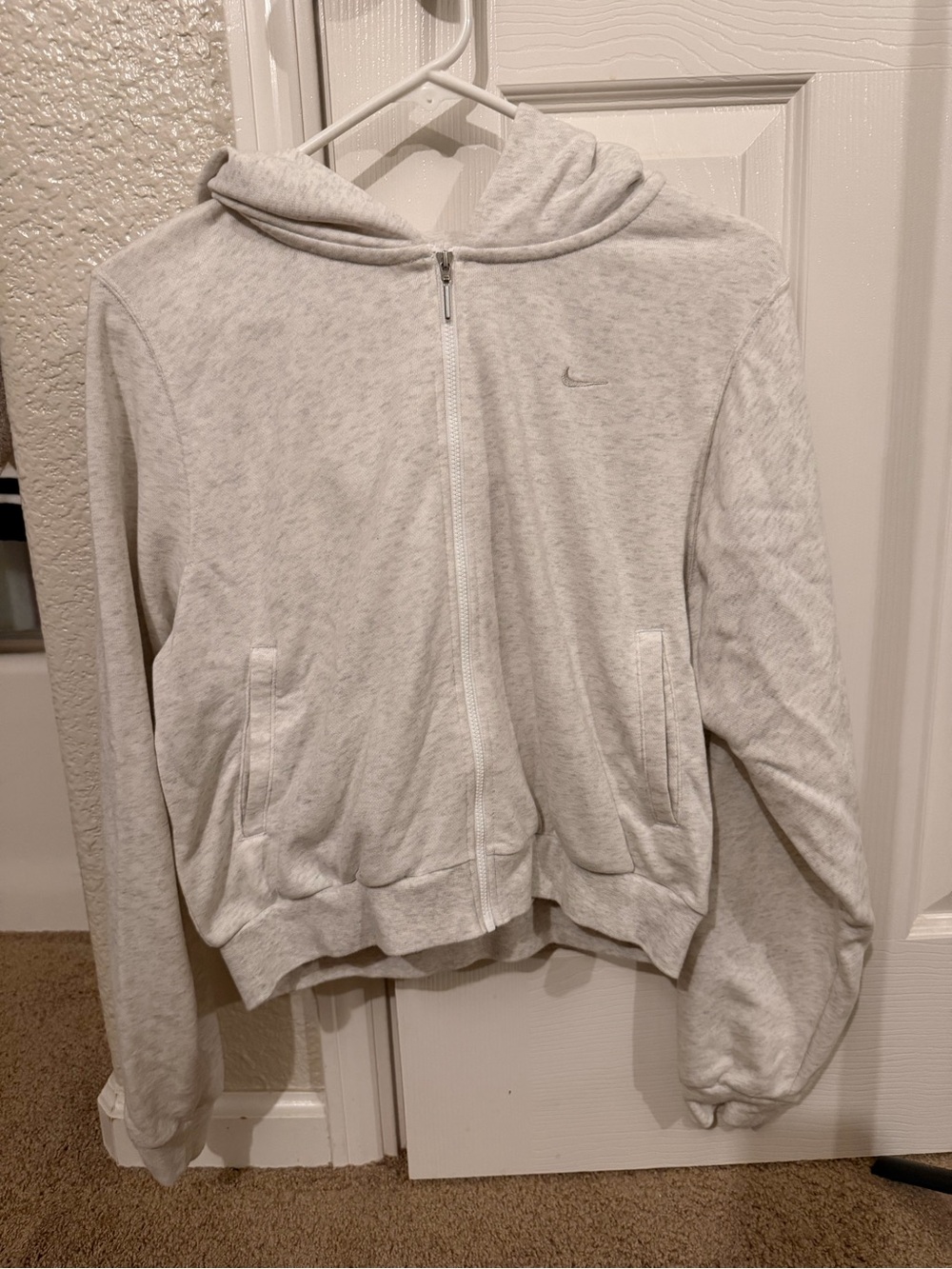 Nike Women’s Light Heather Gray Zip-Up Bomber Hoodie
